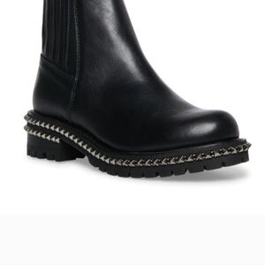 Steve Madden Galena Black Leather Studded Ankle Boot 9.5M